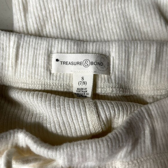 Treasure & Bond Girl's Rib Knit Jogger Pants Cream S (7 / 8) - Picture 3 of 3
